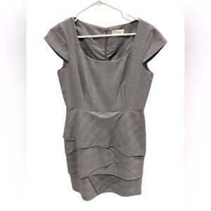 CALVIN KLEIN Sheath Dress Gray Size 8 Cap Sleeve Layered Stretch